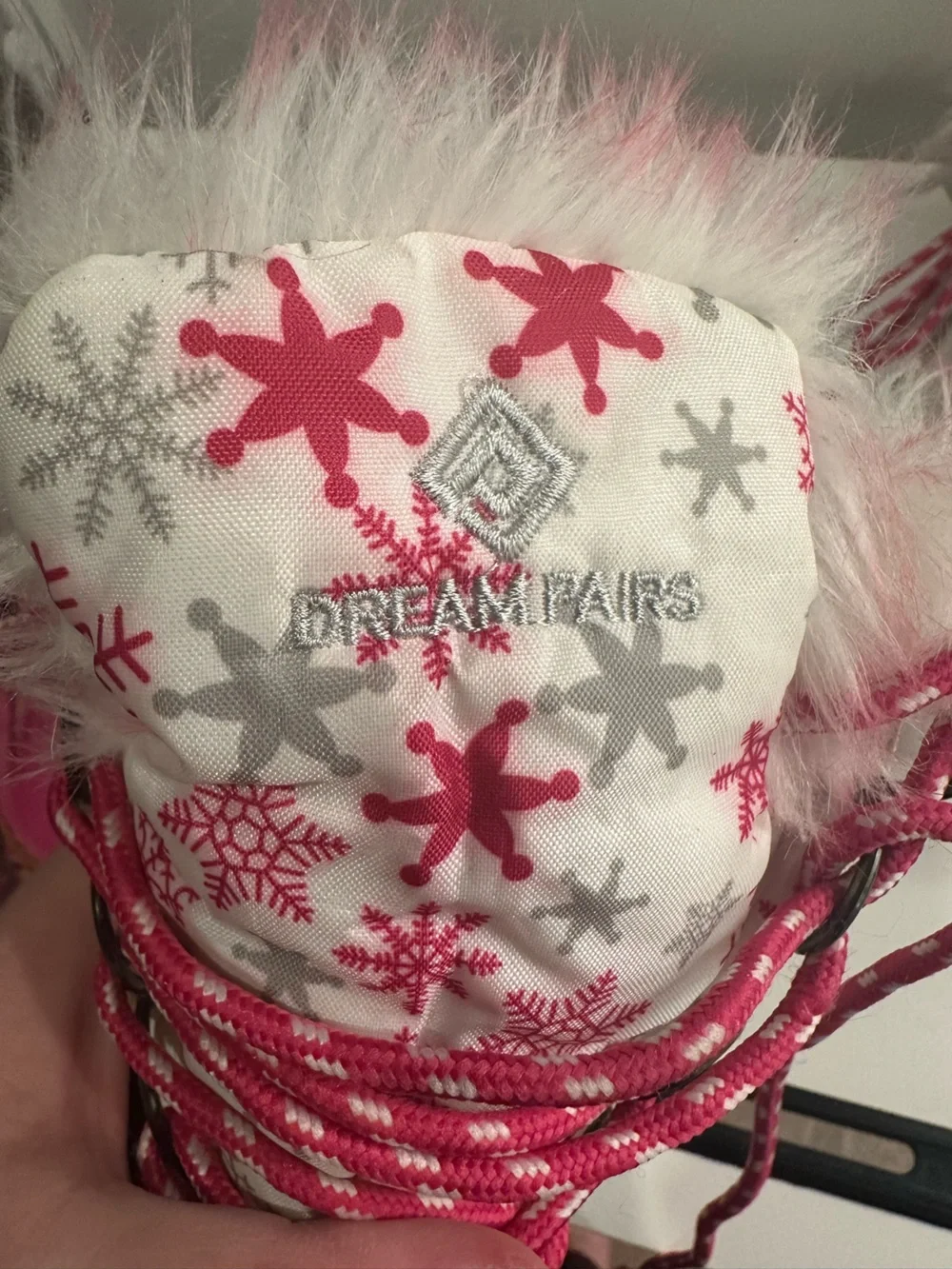 Dream Pairs Kids White Pink Snowflake Winter Boots